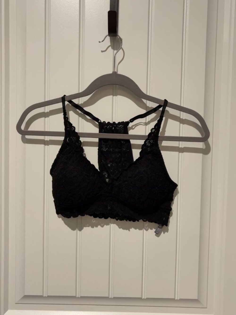 Aerie Black Lace High Neck Racerback Bralette Size S/P